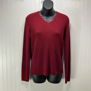 VALERIE STEVENS 100% Extra Fine Merino Wool V-Neck Sweater